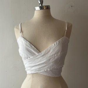 DISSH Australia Roberts white 100%  linen crop top tank
